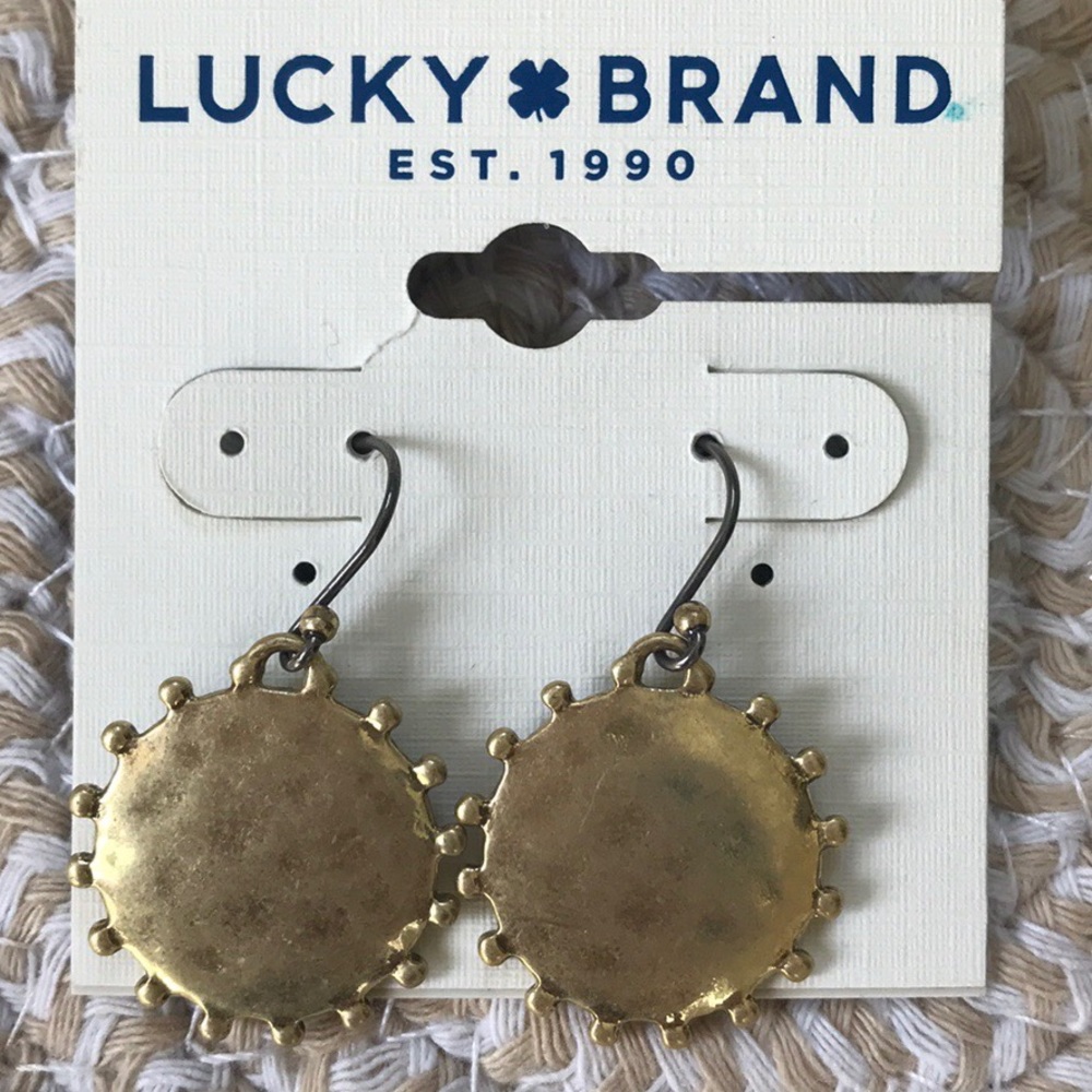 Lucky brand gold tone French wire earrings NWT